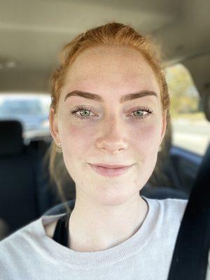 After: eyebrow tint, eyelash tint and lift