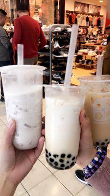 2. Taro Smooth Tea with lychee, 5. Coconut Smooth Tea w boba & puddin, 16. Regular Chai Milk Tea w boba