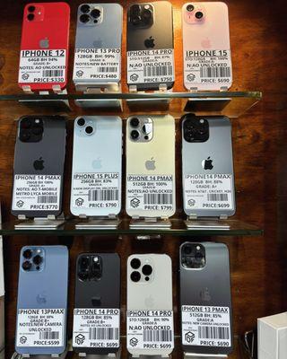 Large selection in Unlocked  IPhones and Samsung