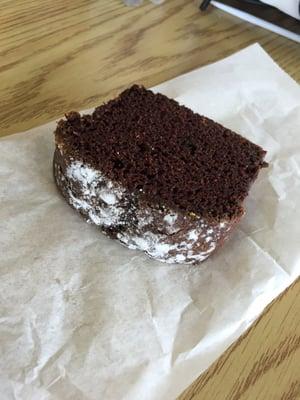 Generous sample of the chocolate brownie bread