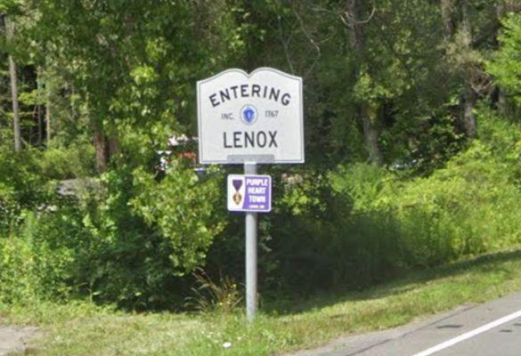 Entering Lenox sign on US 20 from Lee.