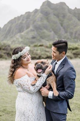 1000% pet friendly | Jade & Tai | Hawaii wedding photography @ Kualoa Park