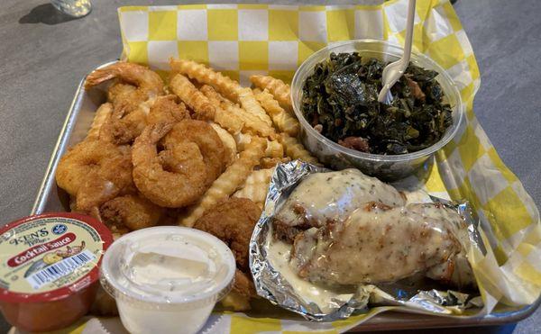 Wing & Shrimp Platter  French Fries & Collard Greens