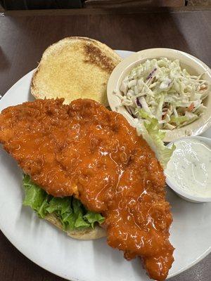 Buffalo chicken sandwich & Cole slaw