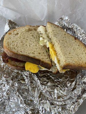 Bacon egg and cheese with avocado