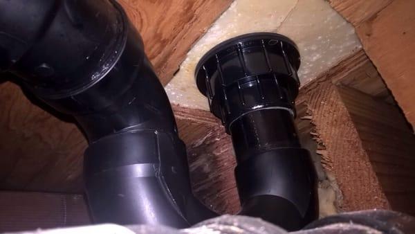 This is a new shower drain installation from downstairs. No need to damage shower pan upstairs!