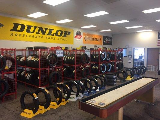 Hundreds of tires in stock and ready to be installed while you wait!