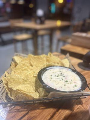 White queso and chips