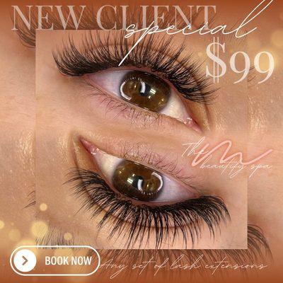 For only $99, lash extensions for new client.. Don't miss out on this deal - book your appointment today.