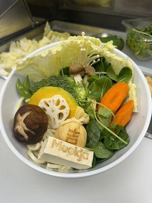 The veggie bowl comes with any meat selection