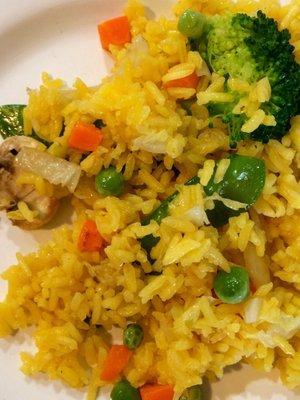 Yellow rice, and fresh veggies