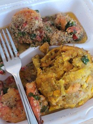 Monfongo with shrimp .