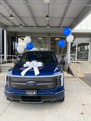 My new truck they put balloons and a bow on it and man was it ready . Not one thing wrong or anything that needed attention