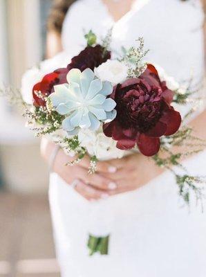 Peonies and succulents two different worlds.