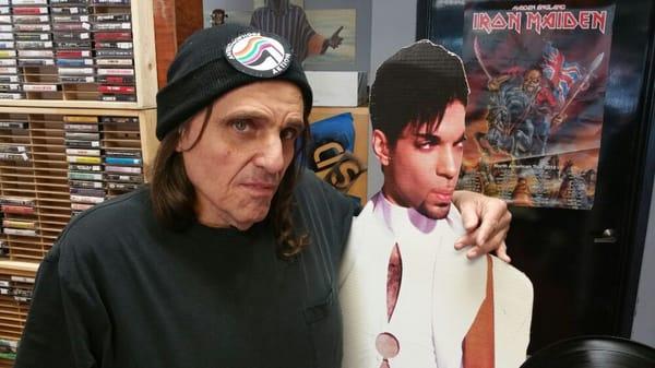 Dave Dictor from M.D.C. hanging out at The Audio Nerd Record Store with Prince. You can get M.D.C. records and Dave's new book at our shop.