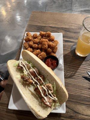 Chicken Spiedie Sub Special: marinated chicken with garlic aoili lettuce & THE WORLD'S BEST tater tots