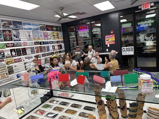 Happy customers enjoying gelato