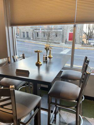 Beautiful high top seating on the first floor