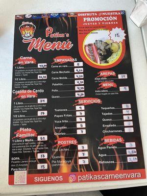 Menu- in Spanish