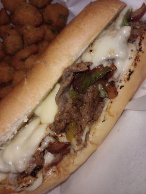 Steak Philly with fried okra