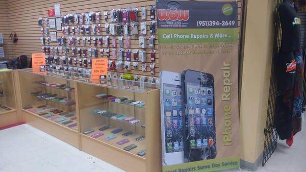 WOW Wireless Cellphone & iPhone Repair Center.
 We also offer 100's of cellphone cases and accessories