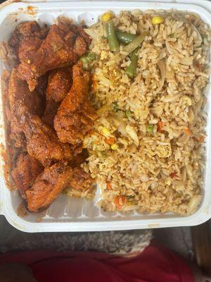 Lunch Special 10 pc wing and vegetable fried rice