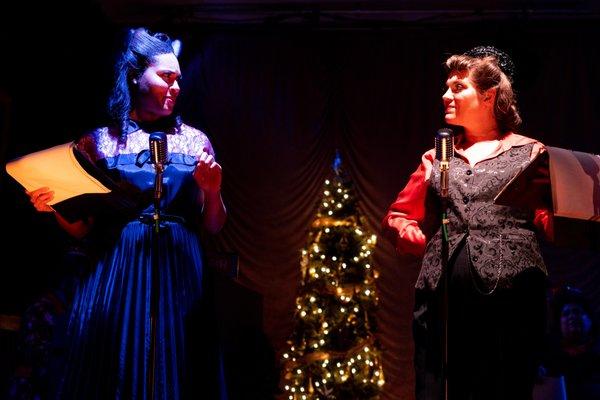 Yunina Barbour-Payne and Amber Quick in A Christmas Carol Classic Radiocast (Errich Petersen)