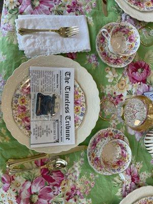 Adorable place settings with vintage china.