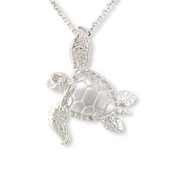 white gold & diamond turtle pendant