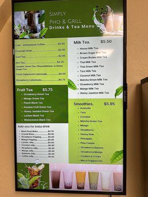 Drink and Tea Menu