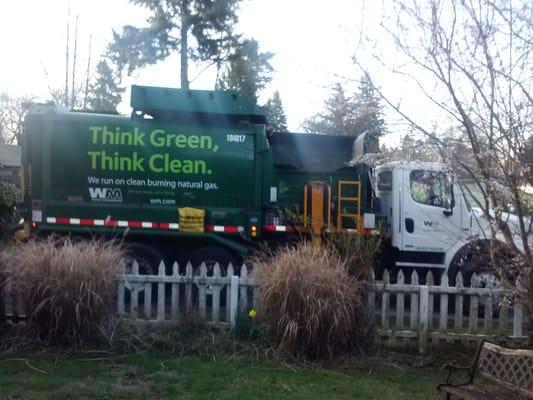 WM's service is garbage - literally and figuratively. Couldn't you have taken your break anywhere other than in front of MY house?