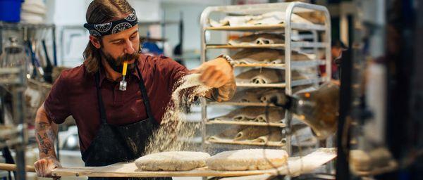 Kyle prior to starting Royal Artisan Breads baking at Firebrand in Oakland, CA.