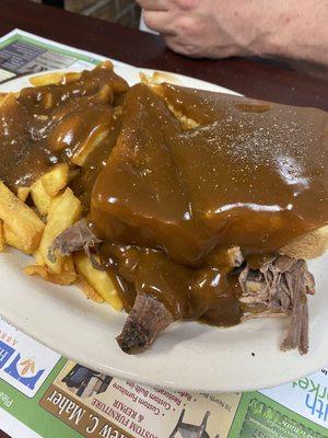 Hot Roast Beef Sandwich with Fries