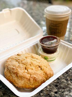 Scone with Clotted Cream Cheese and Strawberry Jam