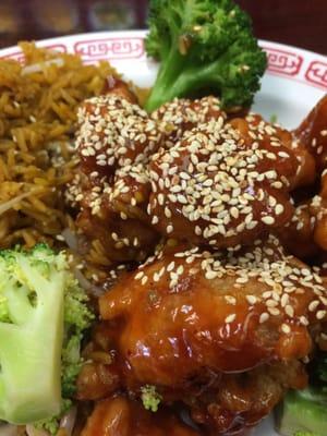 Sesame chicken, light on the sauce.