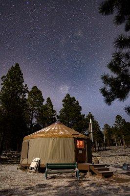 yurt and stars