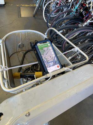 Very workable!  We rigged up an iPhone holder to the bike rental.