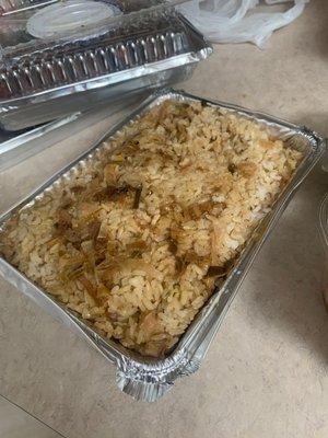 Brown rice with leek uneaten