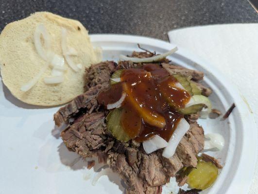 Brisket sandwich with house sauce