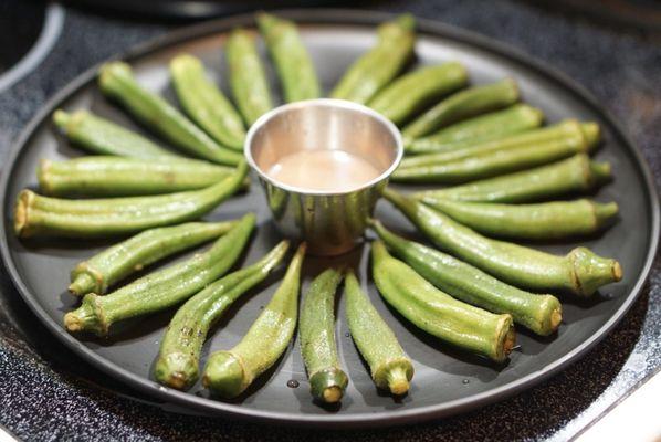 OKRA ready to eat (steamed) and eat it with FISH sauce Aka Bogo'ong. *2/25/2021