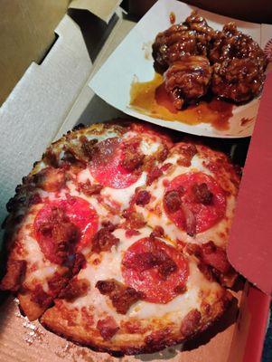 Personal Pan Pizza and BBQ wings