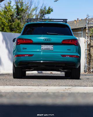 Inozetek era green vinyl wrap, chrome delete, window tint, and wheels finished in gloss black