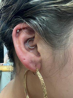 Helix and daith piercing