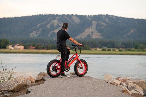 Summer View of Snow Summit on ebike.