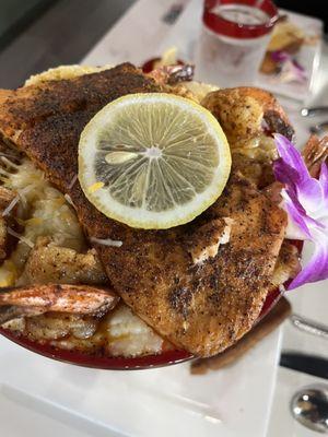 Martini Shrimp, Salmon & Grits