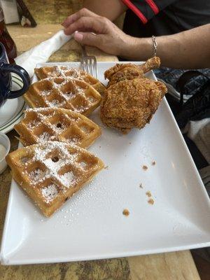 Sad plate of chicken and waffles