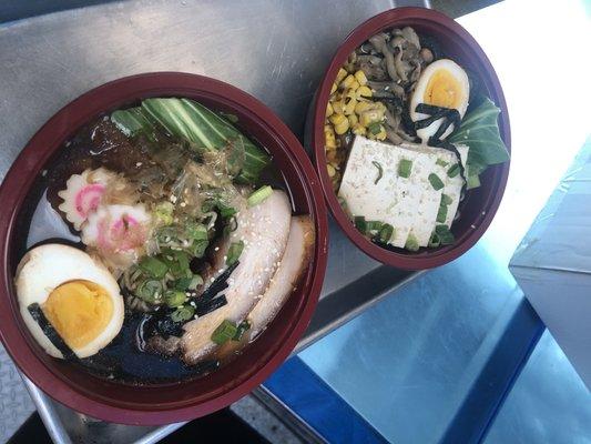 Miso ramen and tonkatsu ramen