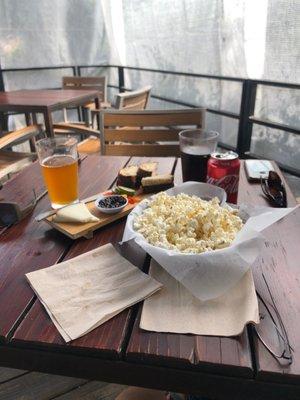 Goat cheese plate and truffle popcorn