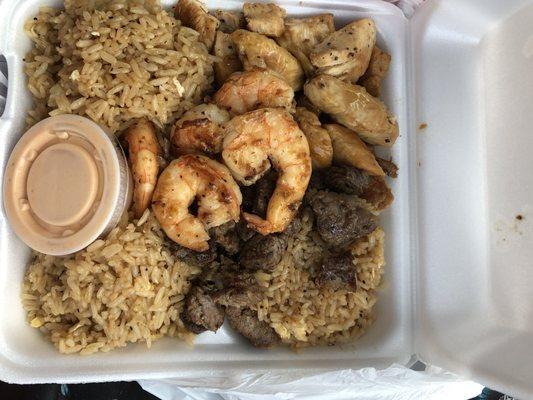 Steak, Chicken and Shrimp