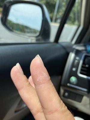 Residue left on fingers